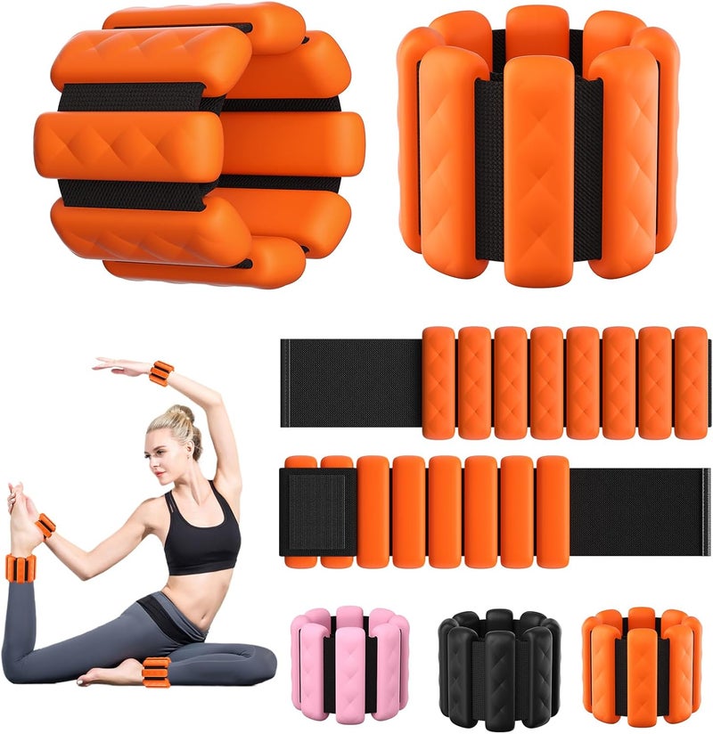 PENOMO Pilates Wrist and Ankle Weights for Women - Adjustable Weighted Bangles for Men, 2 lbs Weighted Arm Bands Foot Leg Weights for Walking, Yoga, Training, Exercise, Running, Set of 2 (1LB Each) - Image 1